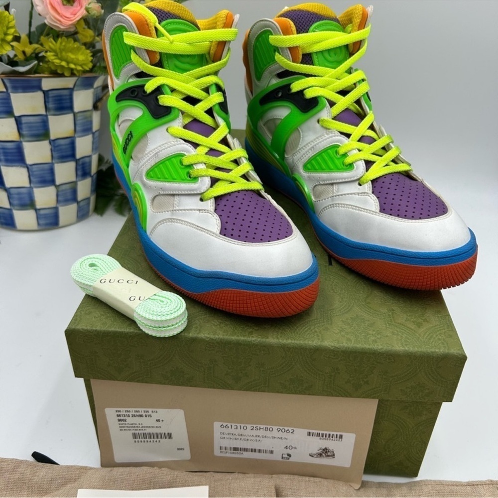Women’s Gucci, leather high top basket sneakers size 40.5 made in Italy